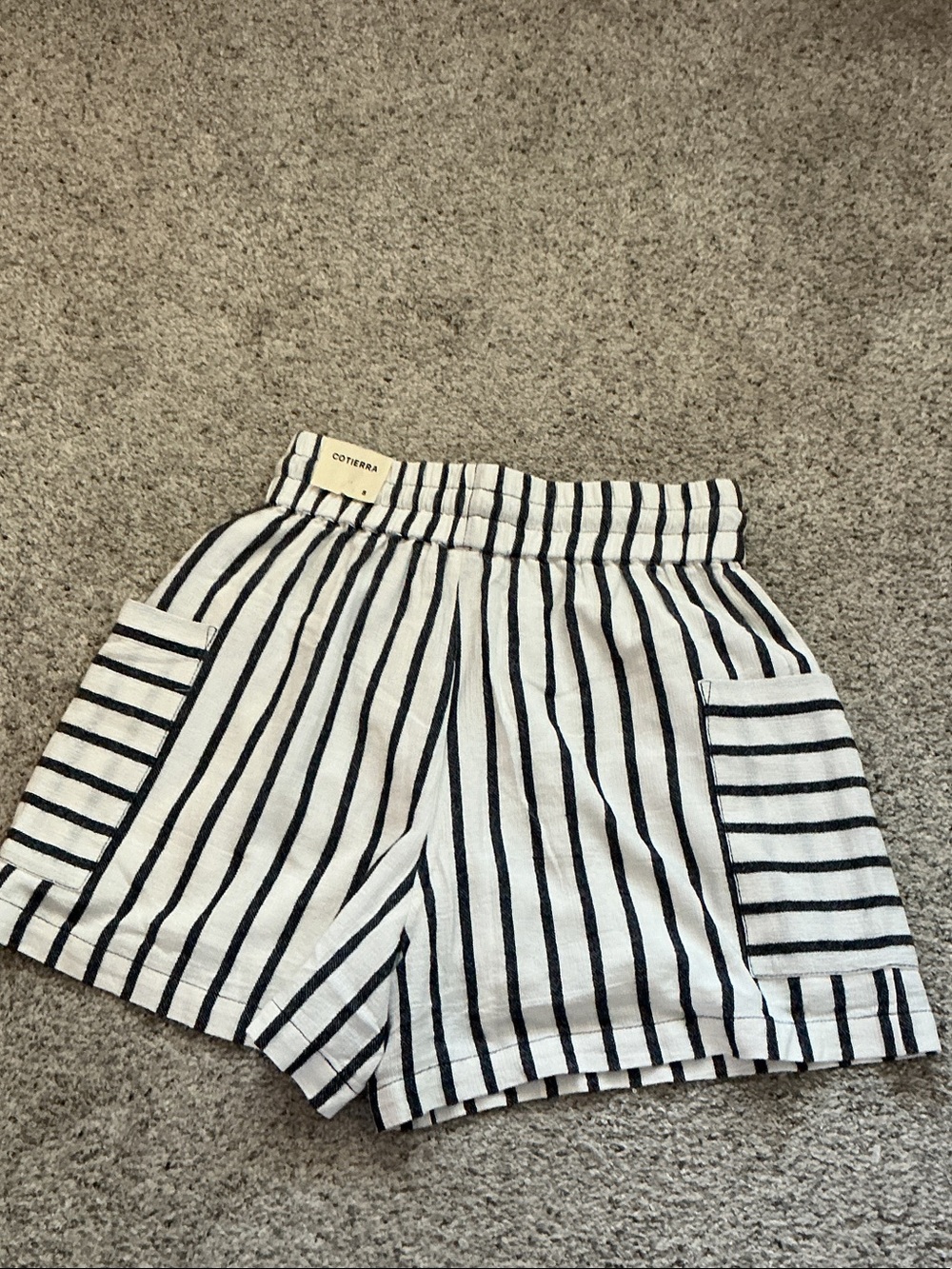 NWT Cotierra Striped Drawstring Women’s Shorts - White & Navy - Picture 8 of 9